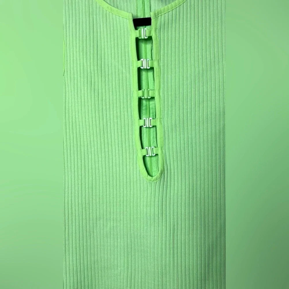 Forever 21 Lime Green Ribbed Hook-and-Eye Mini Dress - Picture 6 of 7